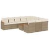 vidaXL 11-tlg. Garten-Sofagarnitur mit Kissen Beige Poly Rattan