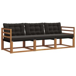 vidaXL Outdoor-Sofagarnitur mit Kissen 3 pcs Nat&uuml;rlich und Schwarz