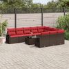 vidaXL 11-teiliges Gartensofa-Set mit Kissen, braun, Polyrattan