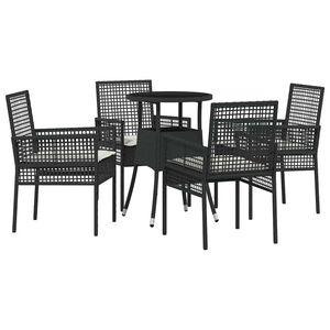 vidaXL Garten Essgruppe 5 pcs Schwarz Poly-Rattan
