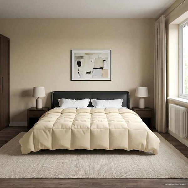 vidaXL Sommerdecke Gepolstert Creme 200 x 200 cm Mikrofaser