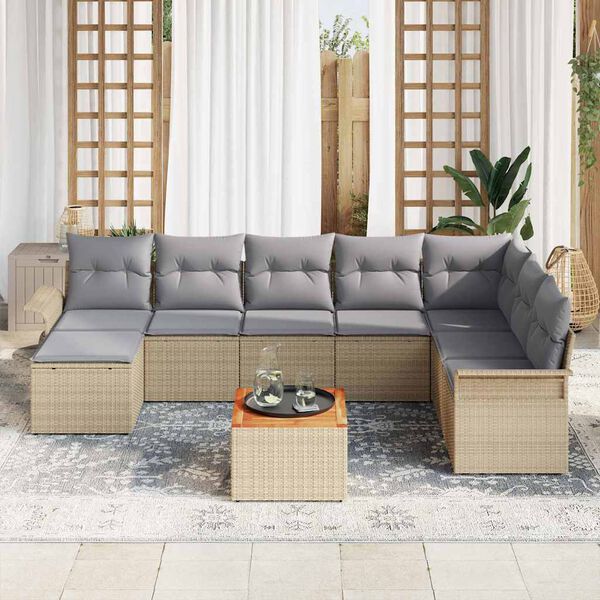 vidaXL Gartensofa-set 9 pcs Beige und Hellgrau Poly-Rattan