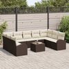 vidaXL Sofa Set mit Kissen 10 pcs Braun und Weiß Poly-Rattan