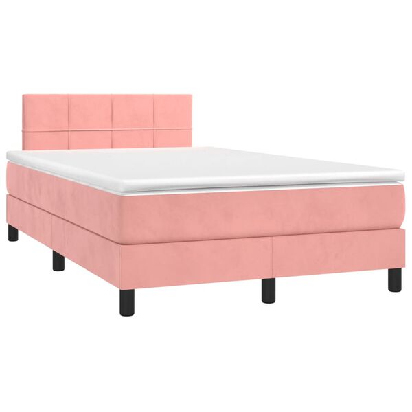 vidaXL Boxspringbett mit Matratze Rosa 120x190 cm Samt