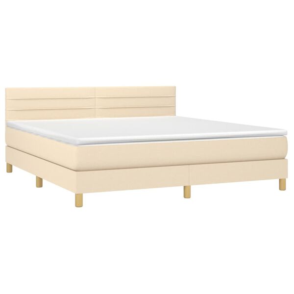 vidaXL Boxspringbett mit Matratze Creme 160x200 cm Stoff