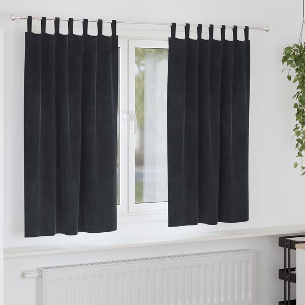 vidaXL Verdunkelungsvorhänge 2 pcs Schwarz 140 x 175 cm Samt