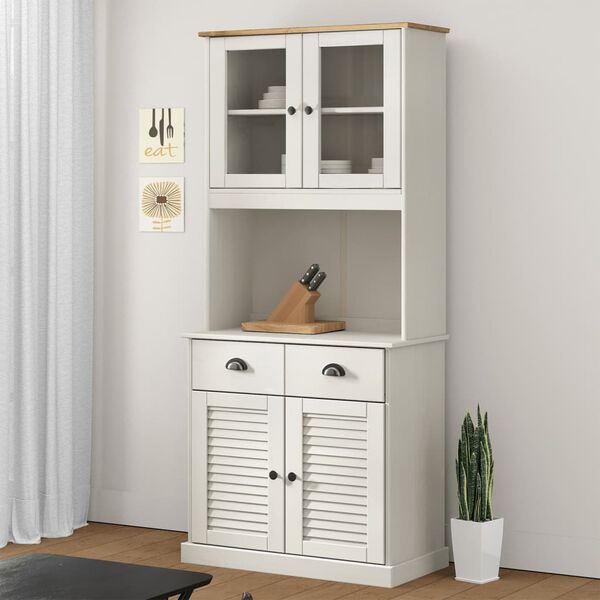 vidaXL Highboard VIGO Wei&szlig; 78x40x175 cm Massivholz Kiefer