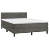 vidaXL Boxspringbett mit Matratze & LED Dunkelgrau 140x200 cm Samt