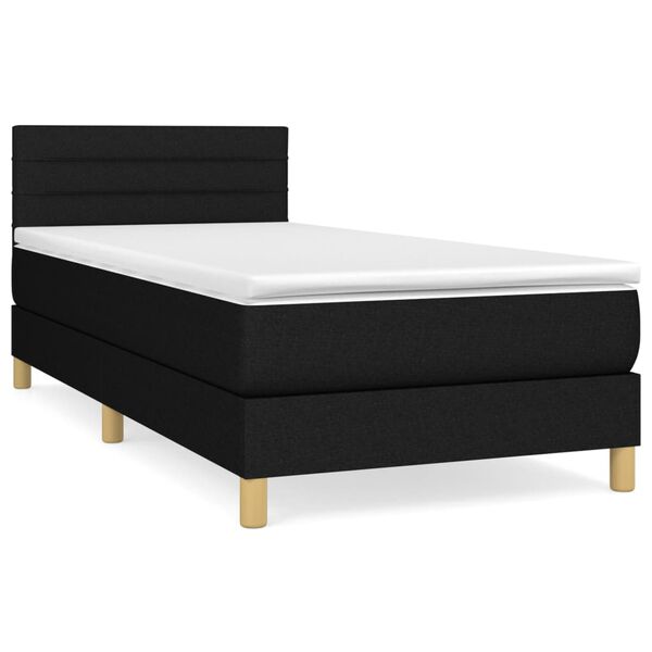 vidaXL Boxspringbett mit Matratze Schwarz 100x200 cm Stoff