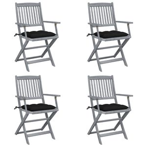 vidaXL Klappbare Gartenst&uuml;hle 4 Stk. mit Kissen Massivholz Akazie