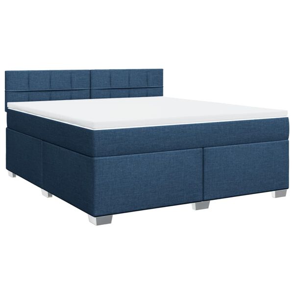 vidaXL Boxspringbett mit Matratze Blau 180x200 cm Stoff
