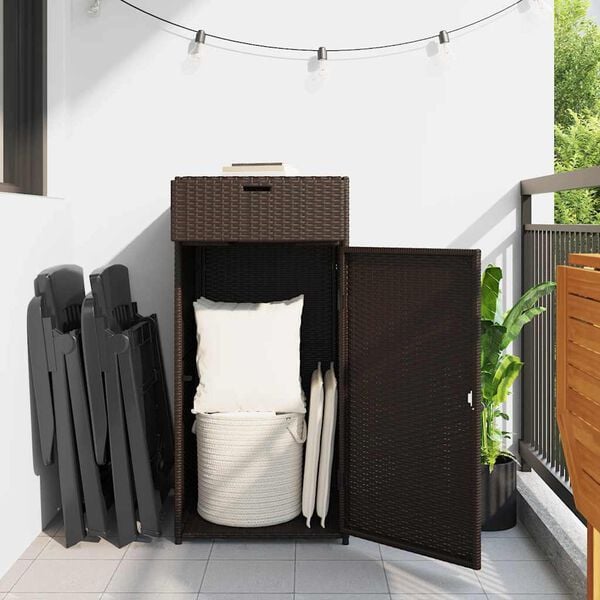vidaXL Gartenschrank Braun 55x55x111 cm Poly Rattan