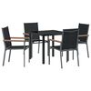 vidaXL Garten Essgruppe 5 pcs Schwarz Pulverbeschichteter Stahl