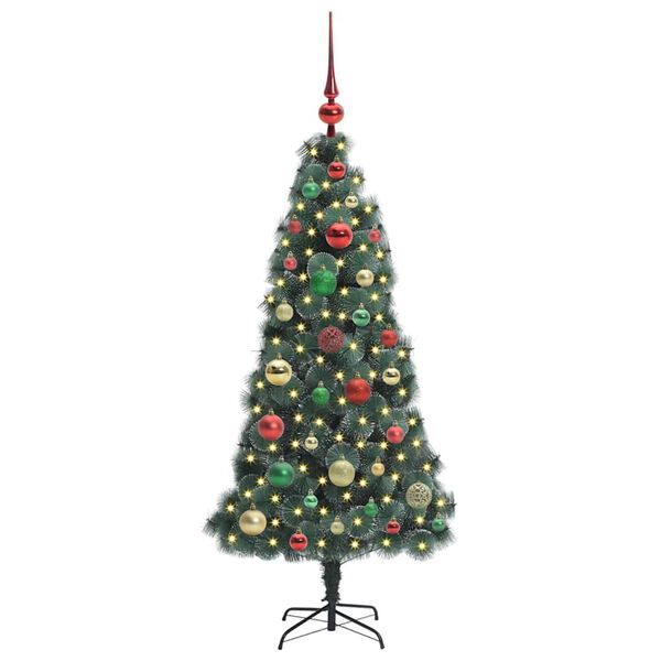 vidaXL K&uuml;nstlicher vorbeleuchteter Weihnachtsbaum mit Kugelset 120 cm