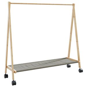 vidaXL Kleiderst&auml;nder mit Ablagen und Rollen 106x34x106,5 cm Bambus