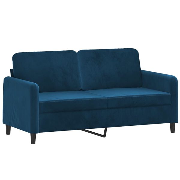 vidaXL 2-Sitzer-Sofa mit Kissen Blau 140 cm Samt