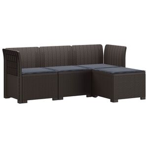 vidaXL 4-Sitzer Garten Sofa mit Kissen Rattan Look PP Braun