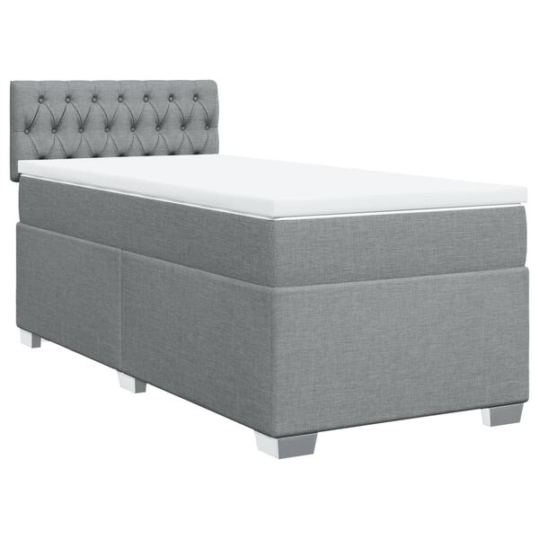 vidaXL Boxspringbett mit Matratze Hellgrau 90x190 cm Stoff