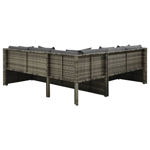 vidaXL 4-tlg. Garten-Lounge-Set mit Kissen Poly Rattan Grau