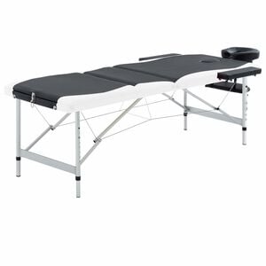 vidaXL Massageliege Klappbar 3-Zonen Aluminiumgestell Schwarz und Wei&szlig;
