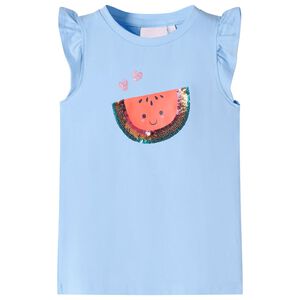 Kinder-T-Shirt mit R&uuml;schen&auml;rmeln Hellblau 116
