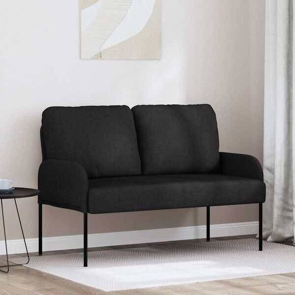 vidaXL Sofas mit Kissen 110cm Schwarz Sperrholz