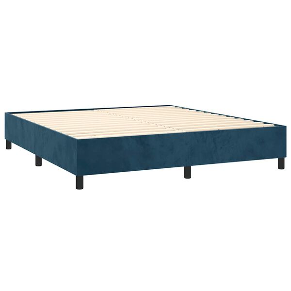 vidaXL Boxspringbett mit Matratze Dunkelblau 160x200 cm Samt