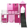 vidaXL Kinderloftbett Wei&szlig; und Rosa 90 x 190 cm Metall