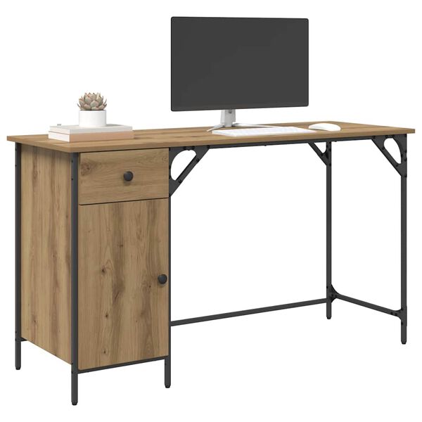 vidaXL Computertisch Artisan-Eiche 131 x 48 x 75 cm Holzwerkstoff