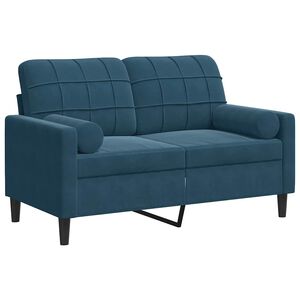 vidaXL 2-Sitzer-Sofa mit Zierkissen Blau 120 cm Samt