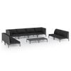 vidaXL 9-tlg. Garten-Lounge-Set mit Kissen Poly Rattan Dunkelgrau