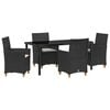 vidaXL Garten Essgruppe 5 Stk. Schwarz Poly-Rattan