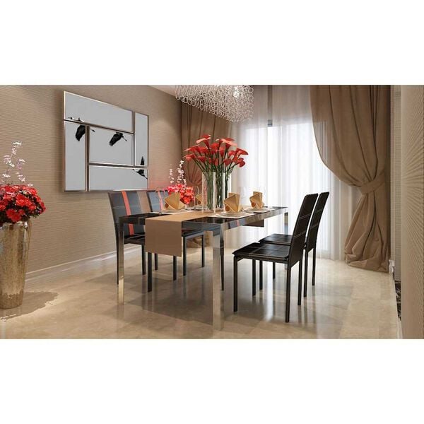 vidaXL Esszimmerst&uuml;hle 4 pcs Schwarz 46 x 38.5 x 91 cm Kunstleder