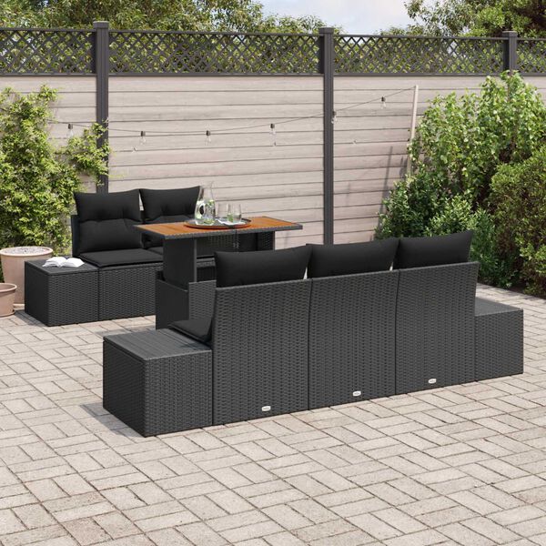 vidaXL Garten Essgruppe mit Kissen mit Kissen 6 pcs Schwarz und Braun
