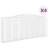 vidaXL Gabionen mit Hochbogen 4 Stk. 400x30x160/180cm Verzinktes Eisen