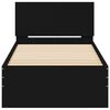 vidaXL Bettgestell mit Kopfteil und LED-Leuchten Schwarz 75x190 cm