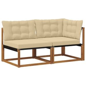 vidaXL Outdoor Mittel- und Ecksofa mit Kissen 7 St&uuml;ck Natur