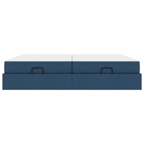 vidaXL Bettgestell mit Matratze mit Matratze 2 pcs Blau Stoff