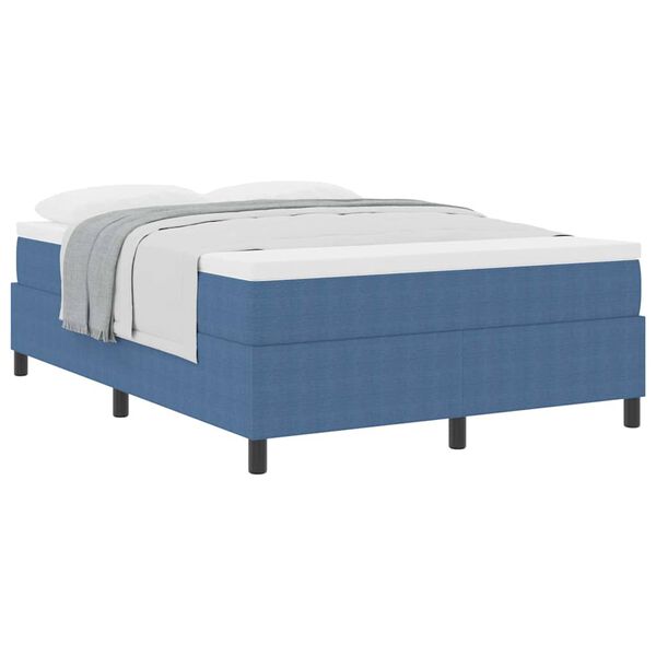 vidaXL Boxspringbett Blau und Wei&szlig; 140 x 200 cm Cordstoff
