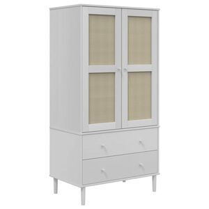 vidaXL Kleiderschrank SENJA Rattan-Optik Wei&szlig; 90x55x175 cm Kiefernholz