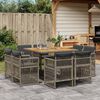 vidaXL 9-tlg. Garten-Essgruppe mit Kissen Grau Poly Rattan