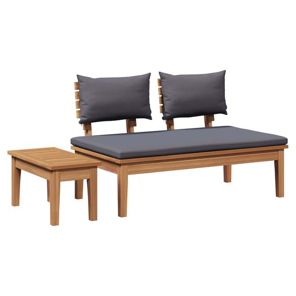 vidaXL Gartenbank 2 pcs Grau und Braun Massivholz Teak