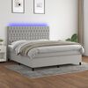 vidaXL Boxspringbett mit Matratze & LED Hellgrau 180x200 cm Stoff