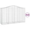 vidaXL Gabionen mit Hochbogen 10Stk. 200x50x120/140cm Verzinktes Eisen