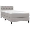 vidaXL Boxspringbett mit Matratze & LED Hellgrau 90x190 cm Stoff