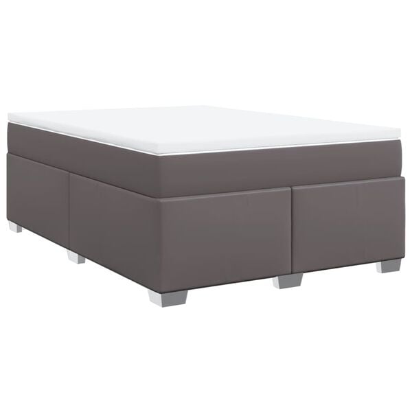 vidaXL Boxspringbett mit Matratze Grau 160x200 cm Kunstleder