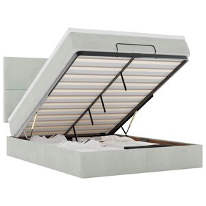 vidaXL Ottoman-Bett mit Matratzen & LEDs Hellgrau 140x200 cm Samt