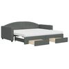 vidaXL Tagesbett Ausziehbar mit Schubladen Dunkelgrau 90x190 cm Stoff