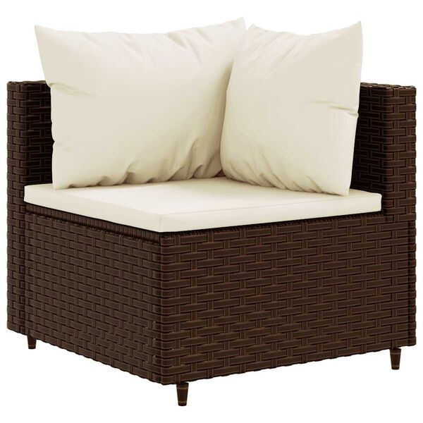 vidaXL 4-tlg. Garten-Lounge-Set mit Kissen Braun Poly Rattan