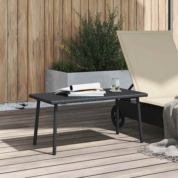 vidaXL Garten-Couchtisch Rechteckig Schwarz 80x40x37 cm Poly Rattan